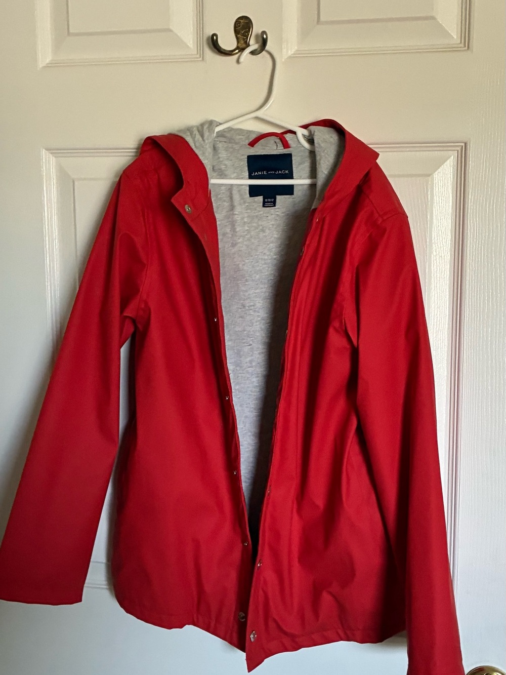 Janie and Jack Red Raincoat with Gray Lining
